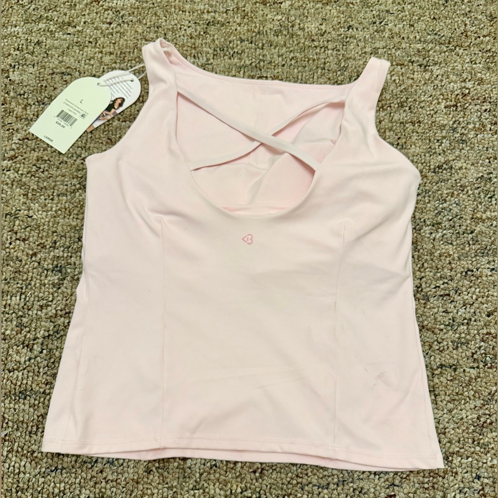 NWT Blogilates Boat Neck Criss-cross Back Tank Top (size L) - Picture 2 of 6